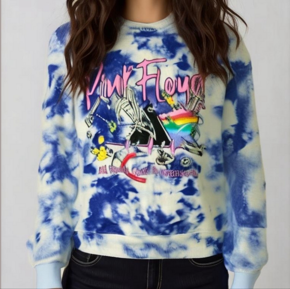 Vtg Ladies Pink Floyd Graphic Knebworth Sweatshirt Small Soft Floydian Band Fans